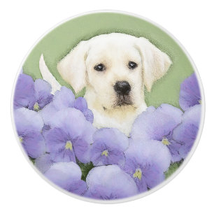Pomo De Cerámica Labrador Recuperador Pintura de Cachorro Original