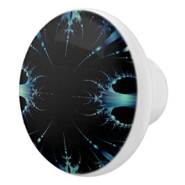 Pomo De Cerámica Lacy Fractal Black and Blue Face Knob