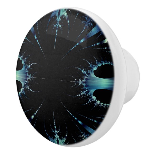 Pomo De Cerámica Lacy Fractal Black and Blue Face Knob (Derecha)