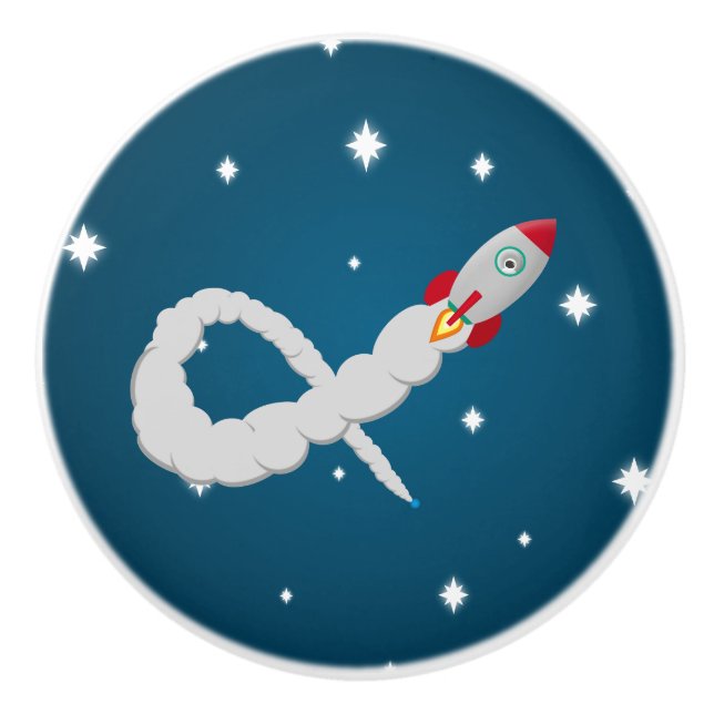 Pomo De Cerámica Lanzamiento de cohete espacial en el espacio (Anverso)