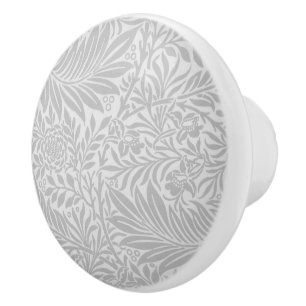 Pomo De Cerámica Larkspur de William Morris Vintage Gray Floral