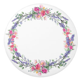 Pomo De Cerámica Lavanda acuática Rosa salvaje rosa y eucalipto