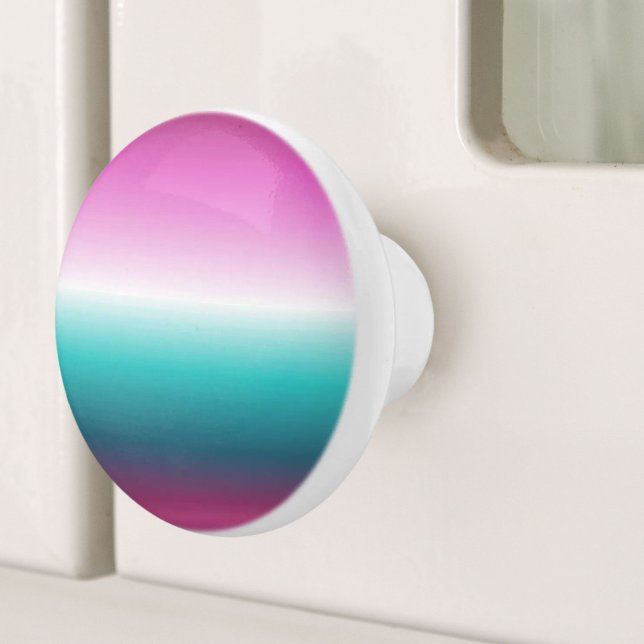 Pomo De Cerámica lavanda de unicornio verde azulada sirena turquesa (unicorn lavender teal ombre turquoise mermaid ceramic knob)