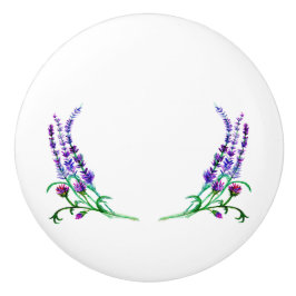 Pomo De Cerámica Lavanda dulce y crías de Cottagecore de cardo