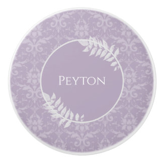 Pomo De Cerámica Lavender elegante Damask personalizado