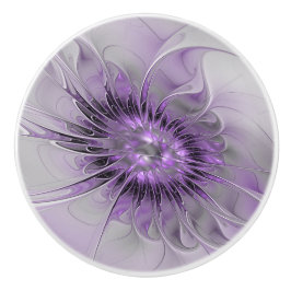 Pomo De Cerámica Lavender Flower Dream Modern Abstract Fractal Art