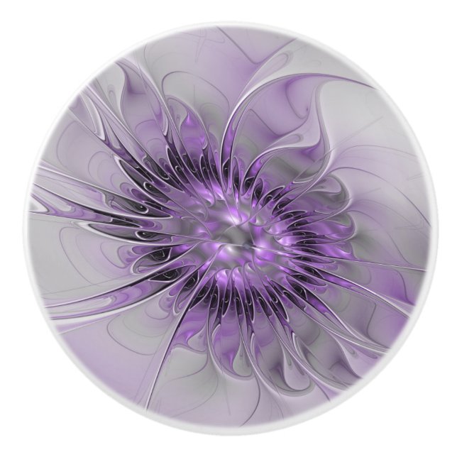 Pomo De Cerámica Lavender Flower Dream Modern Abstract Fractal Art (Anverso)