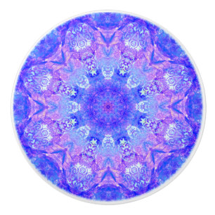 Pomo De Cerámica Lavender Sky Blue Purple Sparkle Damask