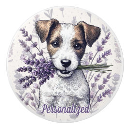 Pomo De Cerámica Lavender Terrier Love