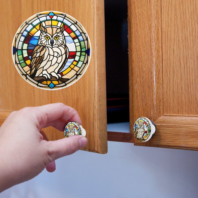 Pomo De Cerámica Lechuza De Cristal Manchada Faux (Subido por el creador)