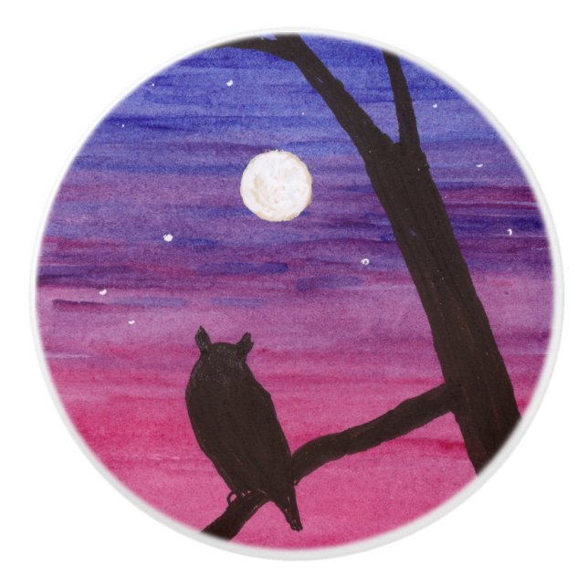 Pomo De Cerámica Lechuza Horneada (Anverso)