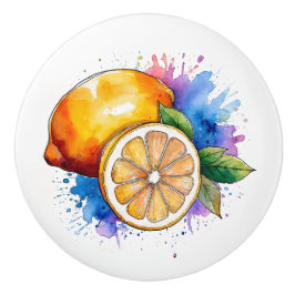 Pomo De Cerámica Lemones de salpicaduras de color de agua