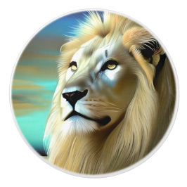 Pomo De Cerámica Leones majestuosos etéreos