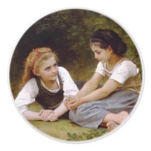 Pomo De Cerámica Les Noisettes: Jóvenes Chicas recogiendo hazellana