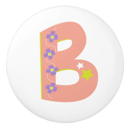 Pomo De Cerámica Letra de coral decorativa B perilla de manija mono