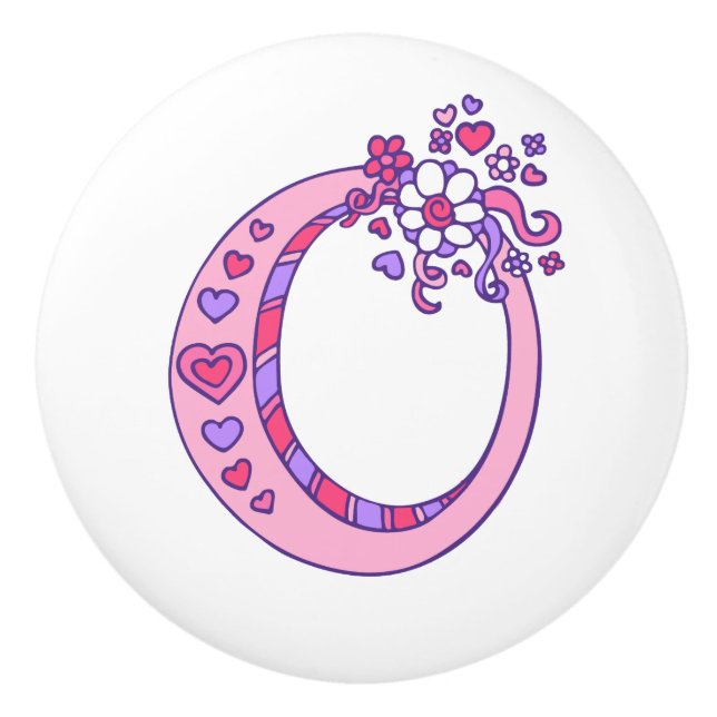 Pomo De Cerámica Letra decorativa O perilla de manija monogramada (Anverso)