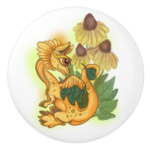 Pomo De Cerámica lil Black Eyed Susan garden dragon