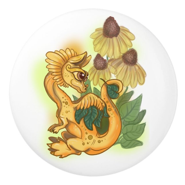 Pomo De Cerámica lil Black Eyed Susan garden dragon (Anverso)