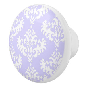 Pomo De Cerámica Lilac Purple Damask