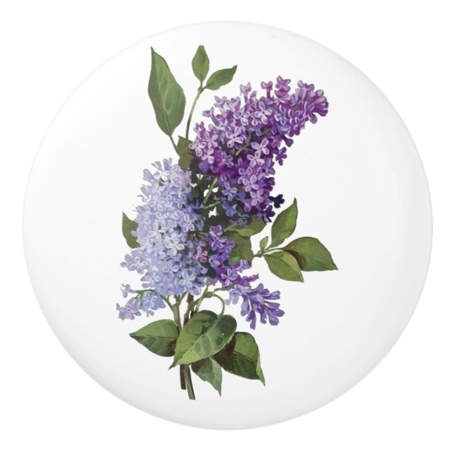 Pomo De Cerámica Lilacs frescos - Decoración de la casa rural franc (Anverso)