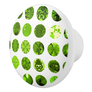 Pomo De Cerámica Lime Green Busy Polka Dots