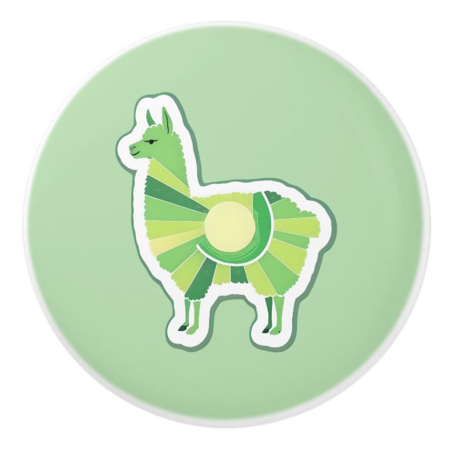 Pomo De Cerámica Lime Green Llama Door Pull (Anverso)