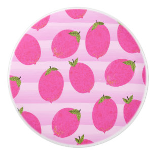 Pomo De Cerámica Limonada De Limones Rosados Verano Frutas Divertid