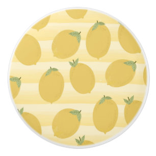 Pomo De Cerámica Limones Amarillos Frutas De Verano Acuarela Divers
