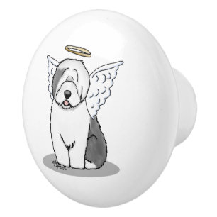 Pomo De Cerámica Lindo Angel Viejo Oveja Inglés (Gris 1) - Cute