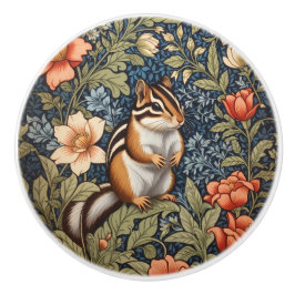 Pomo De Cerámica Lindo Ardilla Inspirado en William Morris Floral