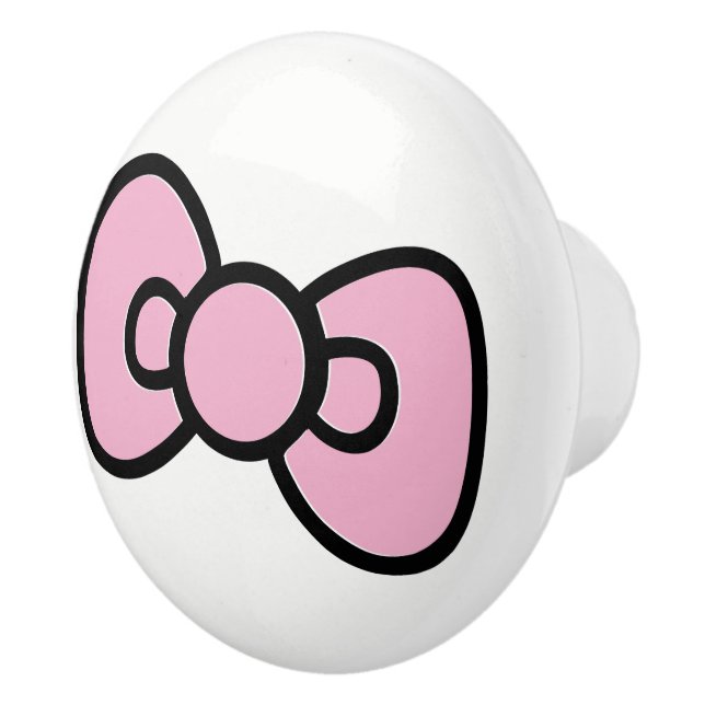 Pomo De Cerámica Lindo lazo rosa caprichoso (Derecha)