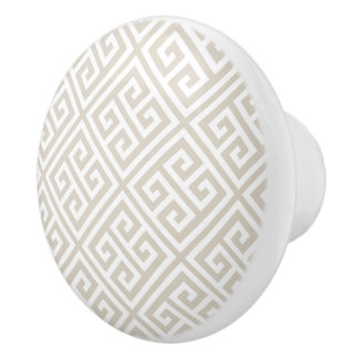 Pomo De Cerámica Linen Beige Greek Key