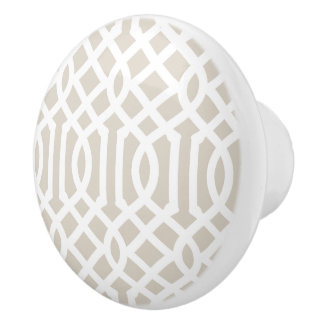 Pomo De Cerámica Linen Beige Trellis