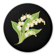 Lirio de los valles en botón de cerámica de