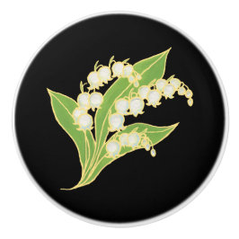 Pomo De Cerámica Lirio de los valles en botón de cerámica de