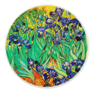 Pomo De Cerámica Lirios de Van Gogh en St. Remy, púrpura
