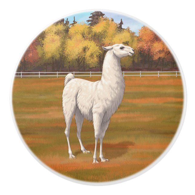 Pomo De Cerámica Llama blanca en la pastelería de otoño (Anverso)