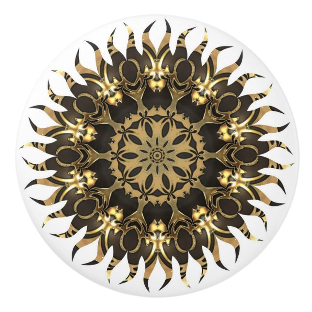 Pomo De Cerámica Llama del Sol Dorado (Anverso)