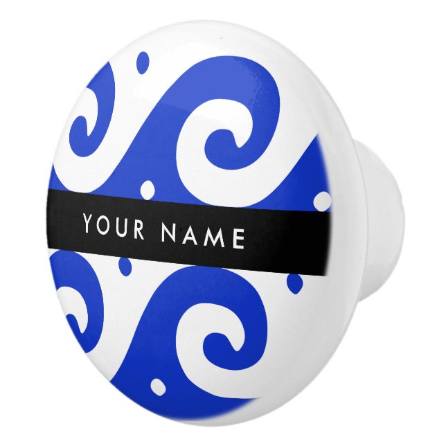 Pomo De Cerámica Llave de malandrina griega, llave de ola, azul, tu (Derecha)