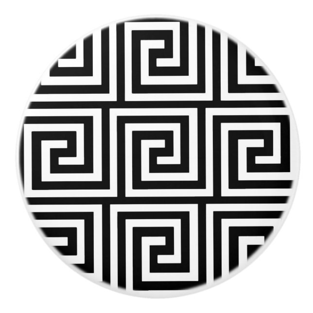 Pomo De Cerámica Llave griega, blanco y negro (Anverso)