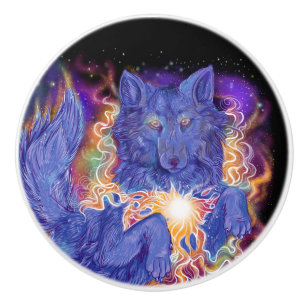 Pomo De Cerámica Lobo cósmico