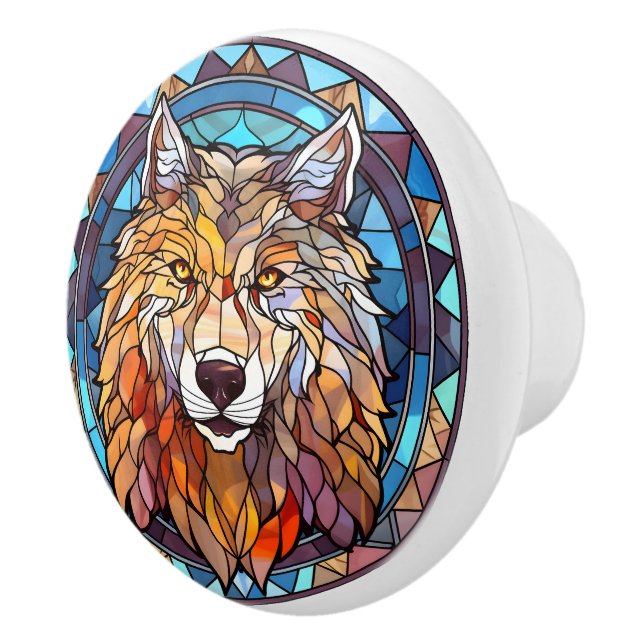 Pomo De Cerámica lobo de cristal falso (Derecha)