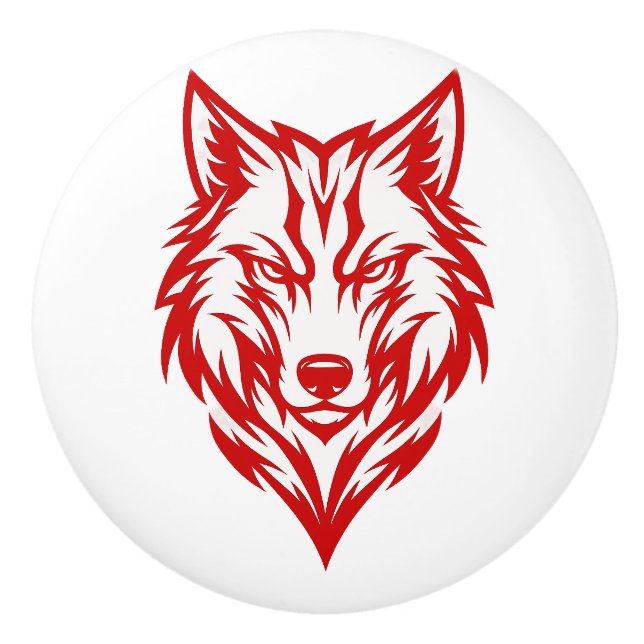 Pomo De Cerámica Lobo Rojo (Anverso)