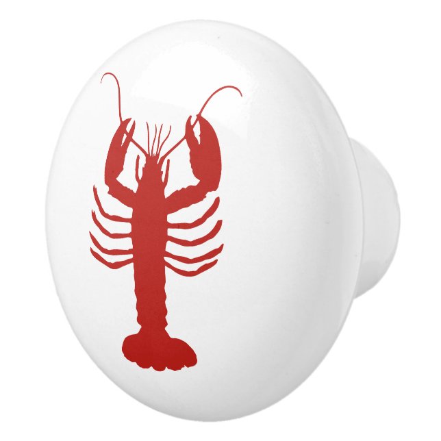 Pomo De Cerámica Lobster costero rojo y blanco (Derecha)