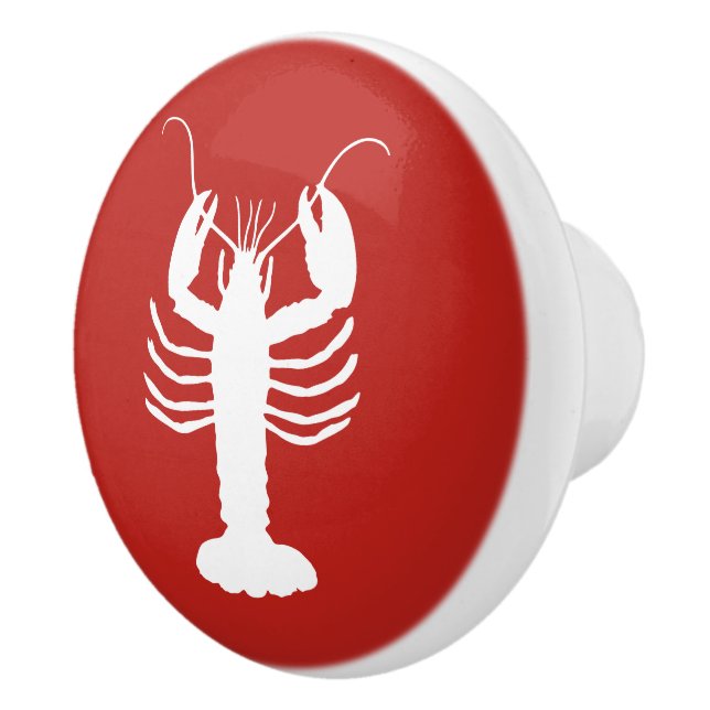 Pomo De Cerámica Lobster costero rojo y blanco (Derecha)