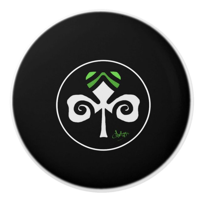 Pomo De Cerámica Logo de Shamrock Irish Circle (Anverso)