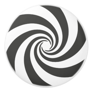 Pomo De Cerámica Logotipo de hélice de ilusión óptica. Negro redond