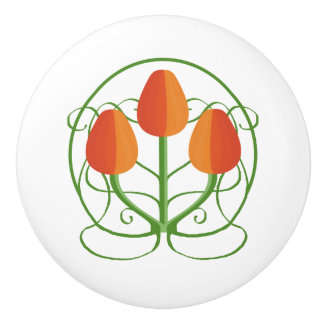 Pomo De Cerámica Lomos de cerámica de estilo Art Nouveau con tulipa