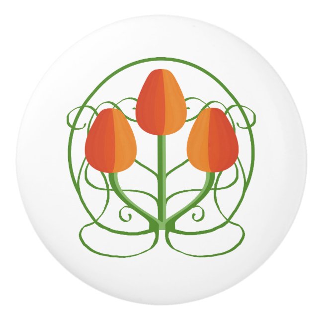 Pomo De Cerámica Lomos de cerámica de estilo Art Nouveau con tulipa (Anverso)