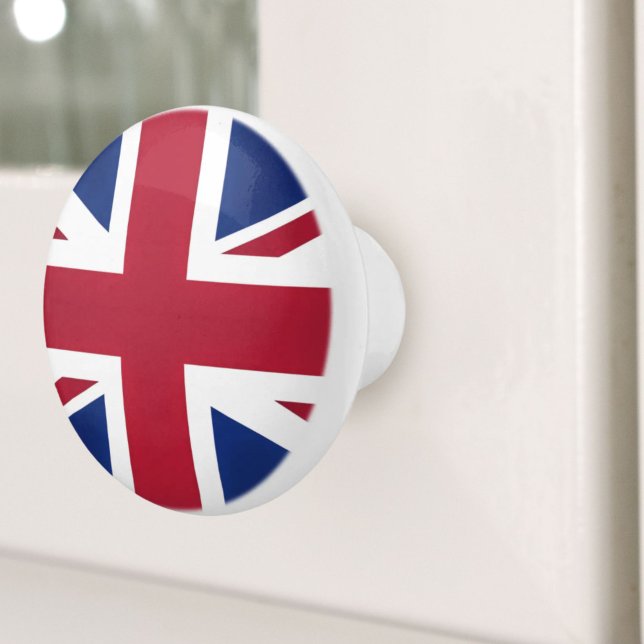 Pomo De Cerámica Londres moderno Reino Unido Bandera británica Jack (Modern London UK British Flag Union Jack Ceramic Knob)